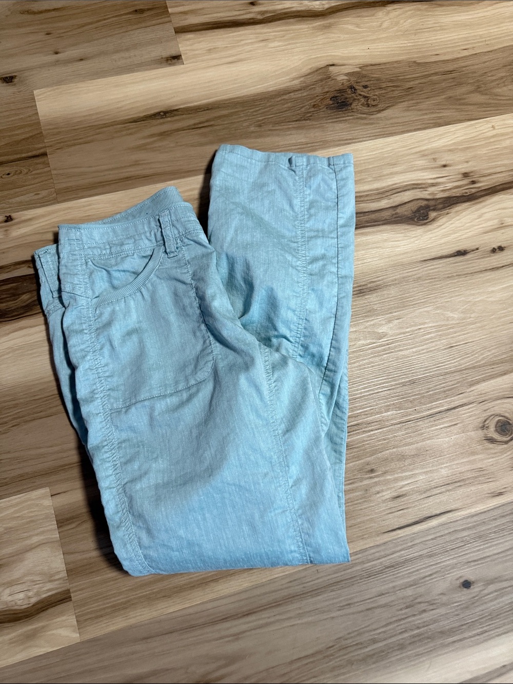 Light Blue Women’s Casual Linen-Blend Pants